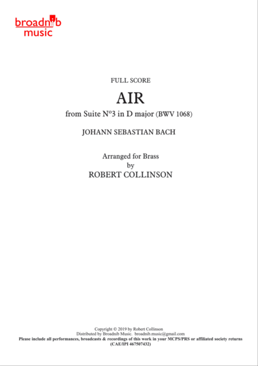 AIR FROM SUITE IN D (BWV 1068) (Bach) - Score only Brass Ensemble scores gallery preview page 1
