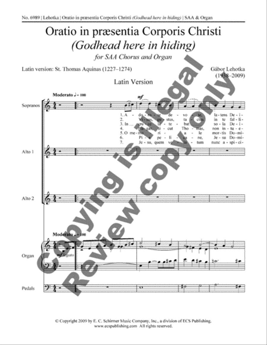 Oratio in Praesetia Corporis Christi Women's Choir scores gallery preview page 3