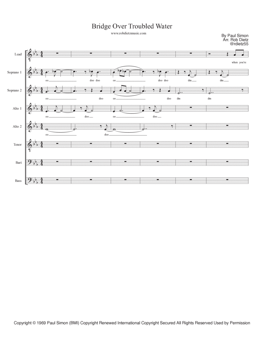 Bridge Over Troubled Water Divisi scores gallery preview page 1