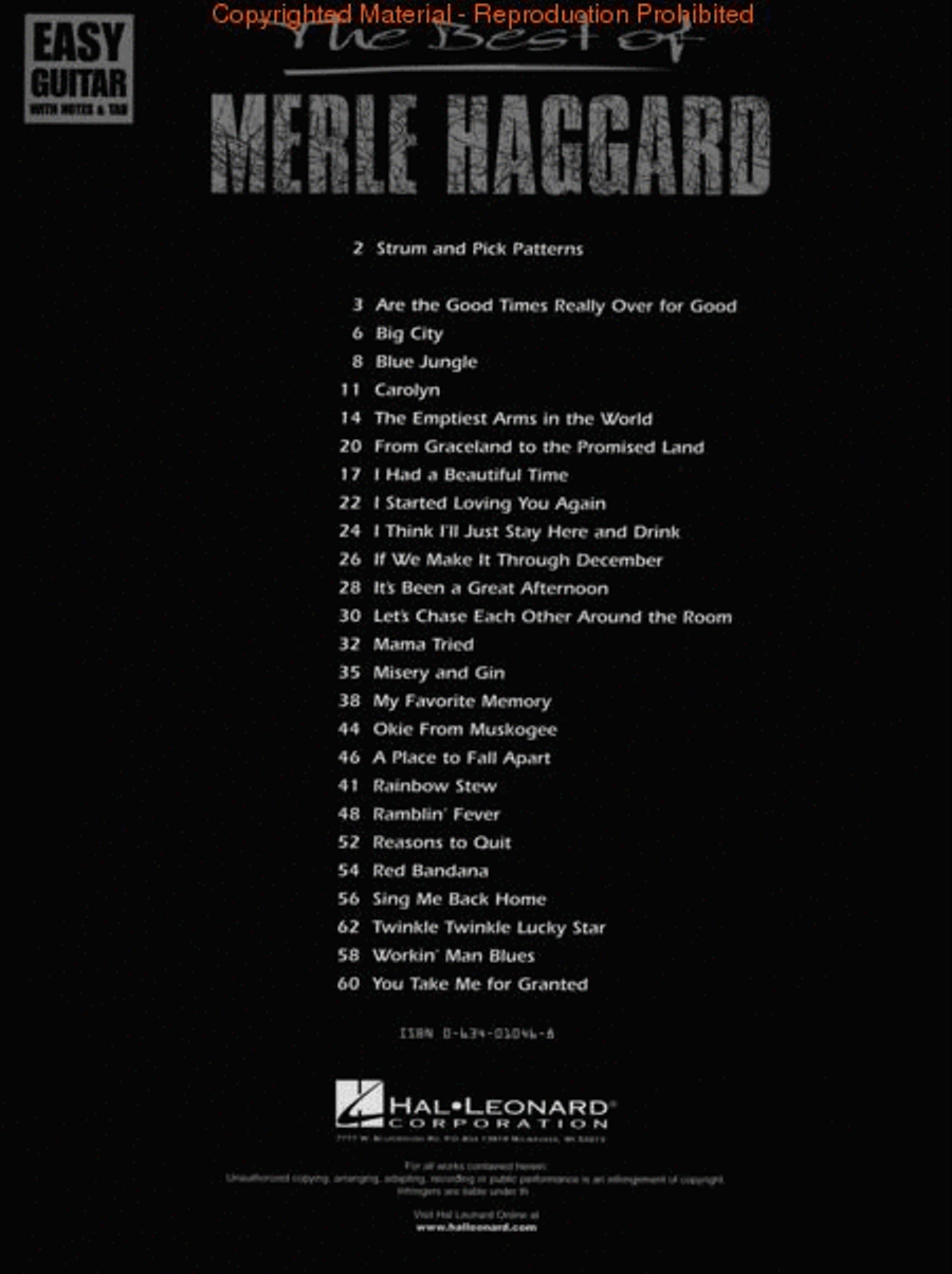The Best of Merle Haggard Electric Guitar scores gallery preview page 2