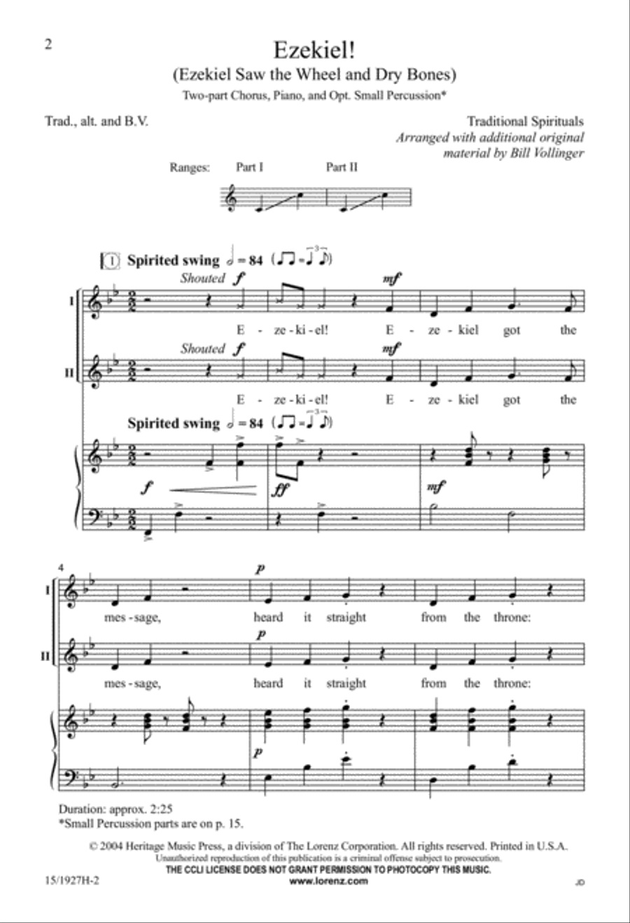 Ezekiel! 2-Part scores gallery preview page 1