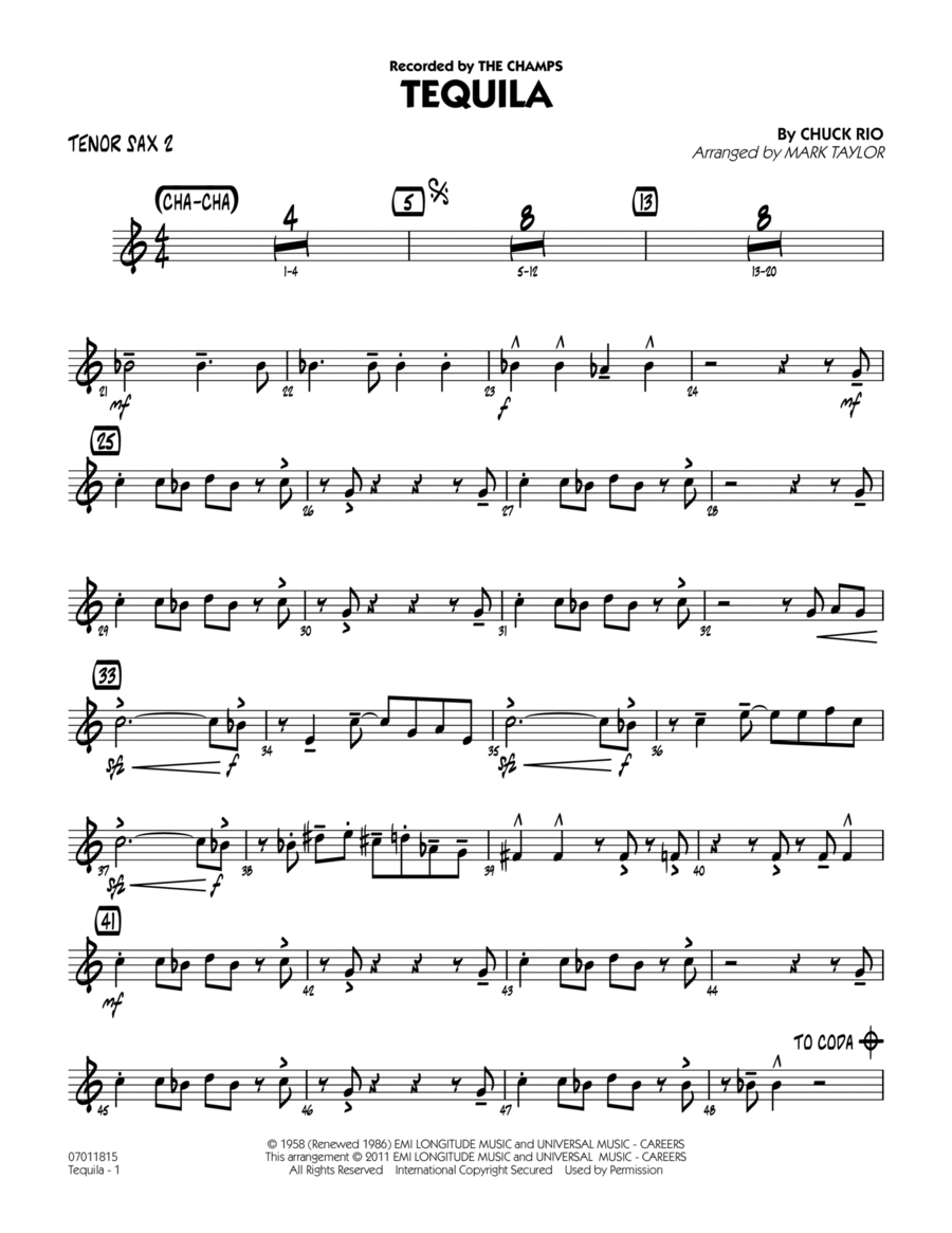 Tequila - Tenor Sax 2 Tenor Saxophone scores gallery preview page 1