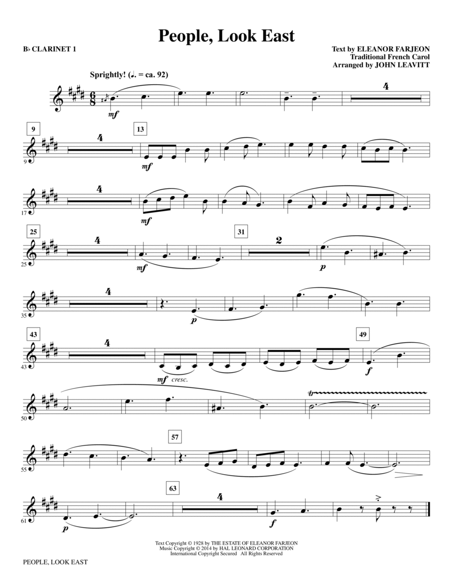 People, Look East - Bb Clarinet 1 Choir scores gallery preview page 1