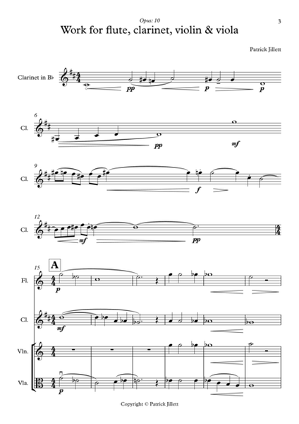 Work for flute, clarinet, violin & viola image number null