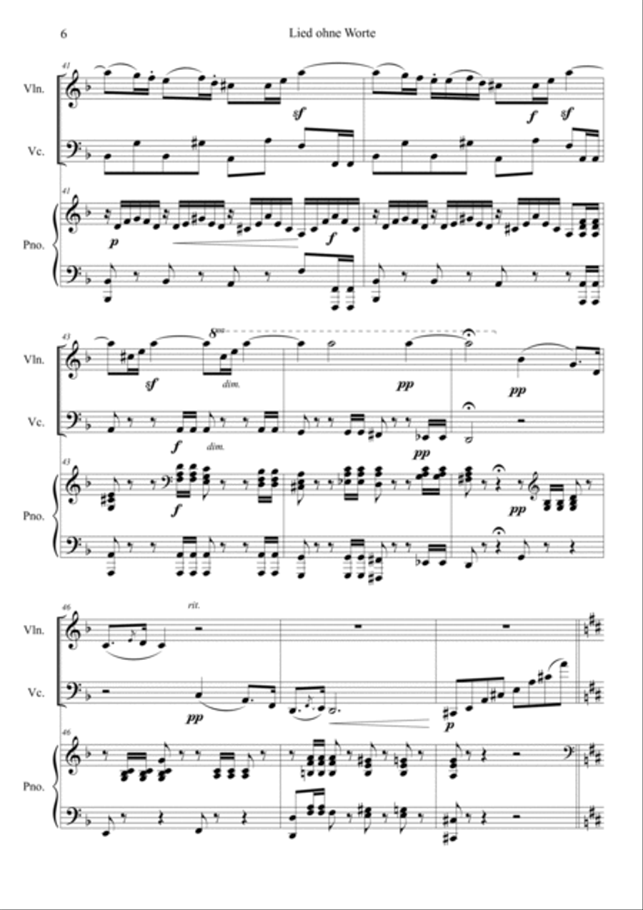 Lied ohne Worte. op. 109 Hard Version Piano Trio scores gallery preview page 6
