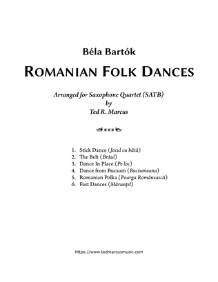 Romanian (Rumanian) Folk Dances for Saxophone Quartet