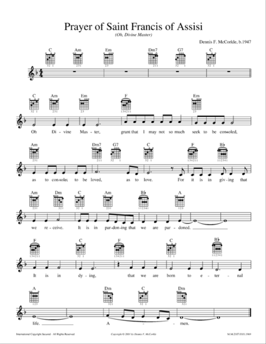 Prayer of Saint Francis of Assisi (Oh Divine Master) Voice Solo scores gallery preview page 1