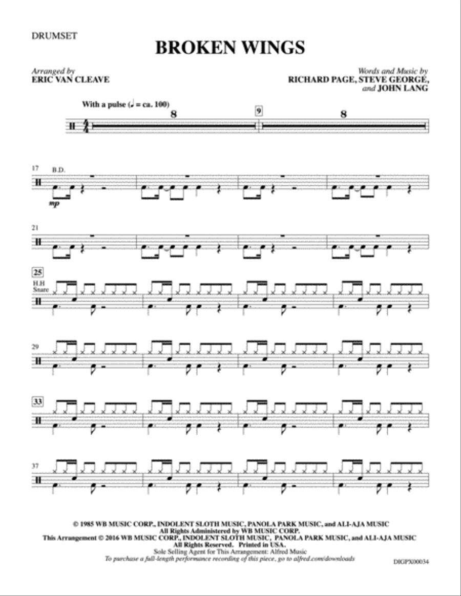 Broken Wings: Drumset Percussion scores gallery preview page 1