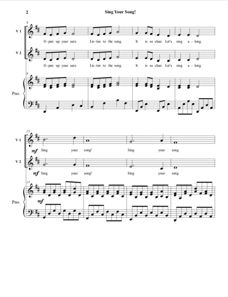 Sing Your Song! (2 part treble with Piano Accompaniment) image number null