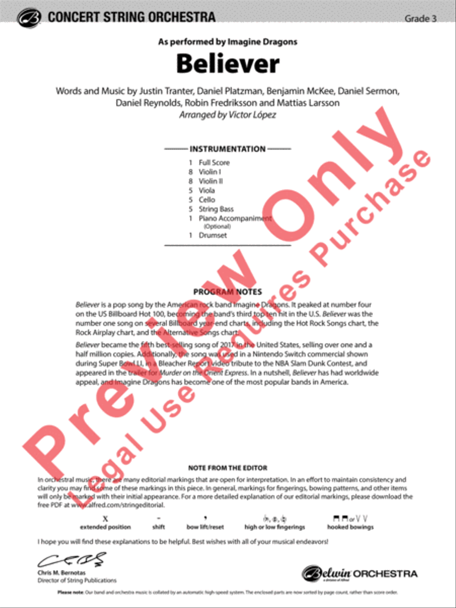 Believer Believer String Orchestra scores gallery preview page 2