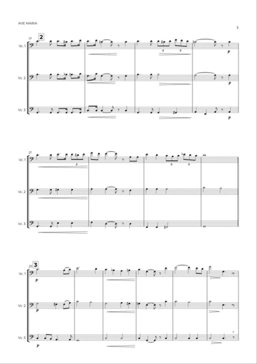 AVE MARIA - SCHUBERT - CELLO TRIO String Trio scores gallery preview page 3