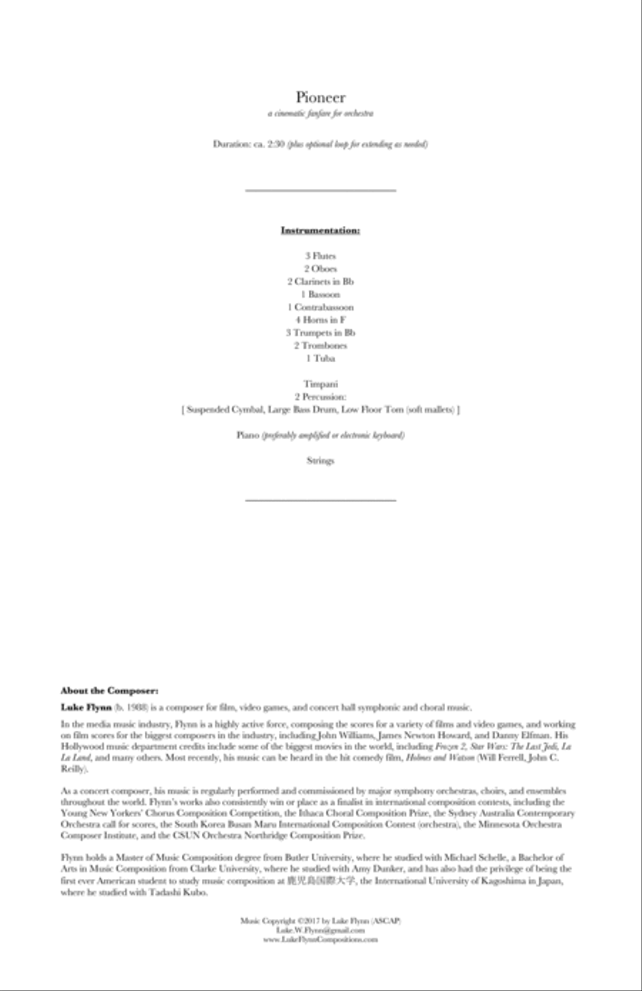 Pioneer (a cinematic fanfare for orchestra) Full Orchestra scores gallery preview page 4