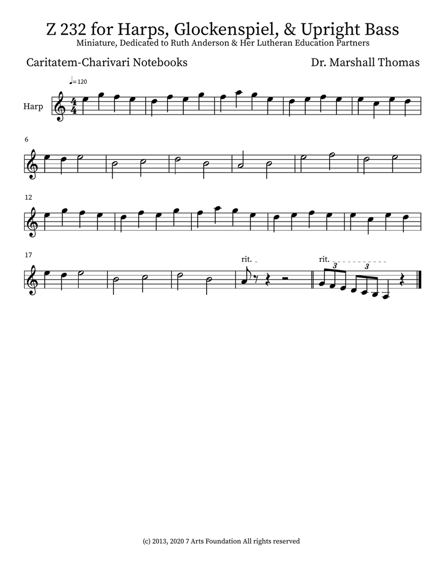 Z 232 for Harps, Glockenspiel, & Upright Bass Double Bass scores gallery preview page 4