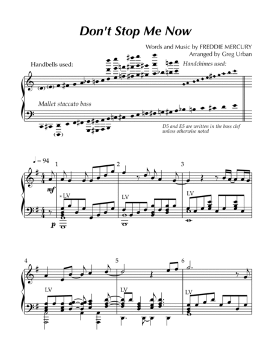 Don't Stop Me Now Handbell Choir scores gallery preview page 2