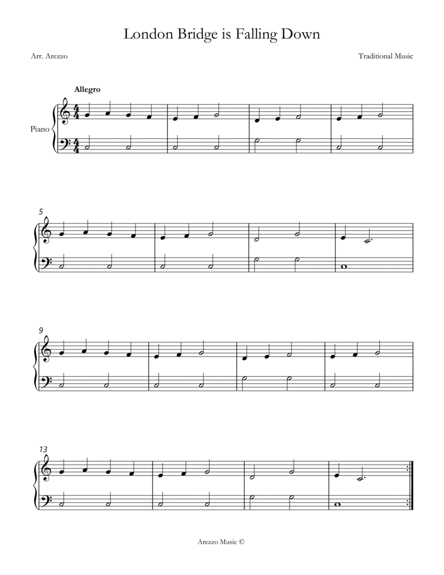 London Bridge is falling down Easy Piano Sheet Music image number null