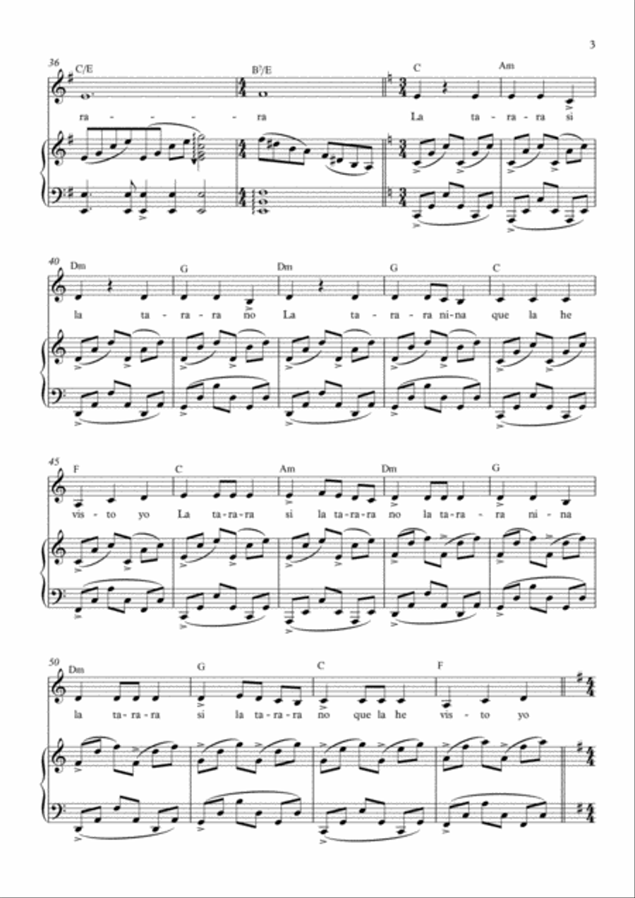 La Tarara (Tanguillo) Voice scores gallery preview page 3
