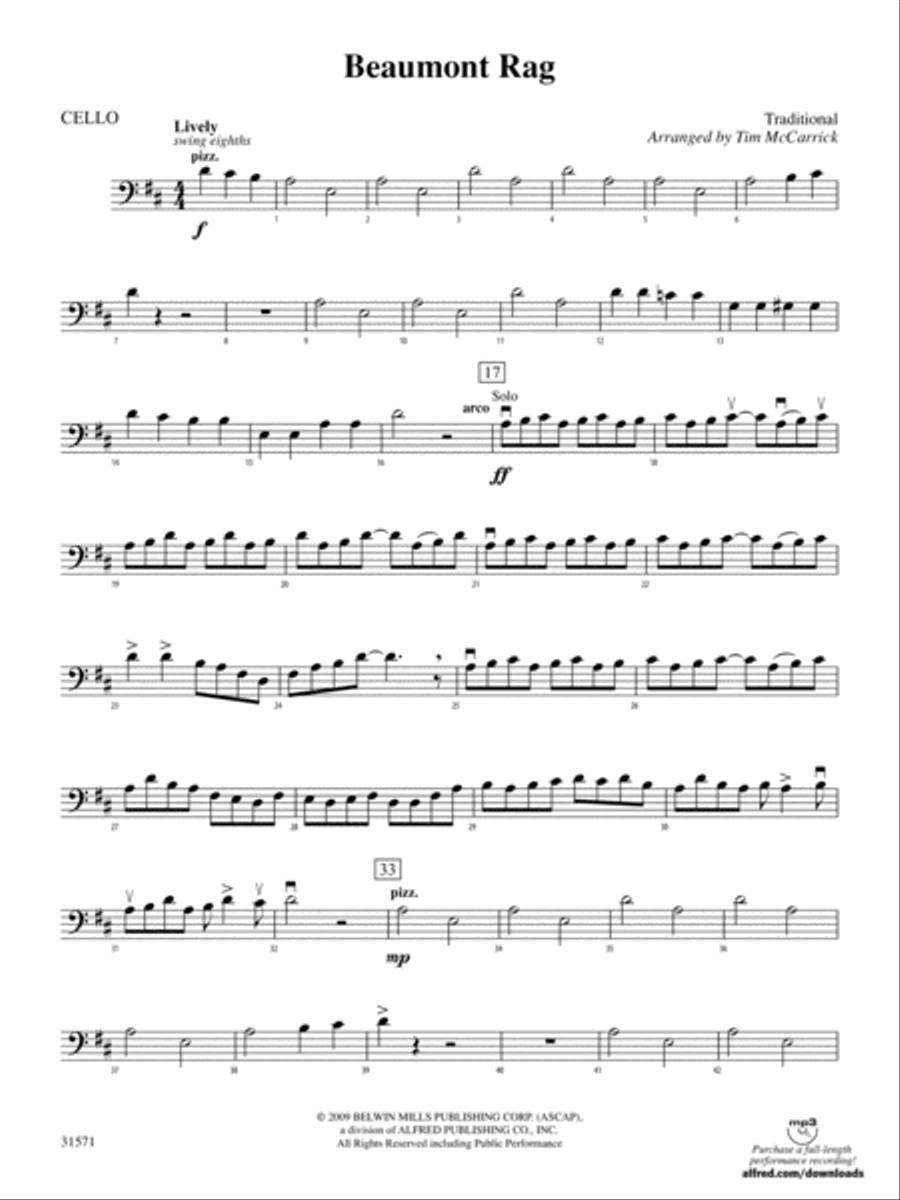 Beaumont Rag: Cello String Orchestra scores gallery preview page 1