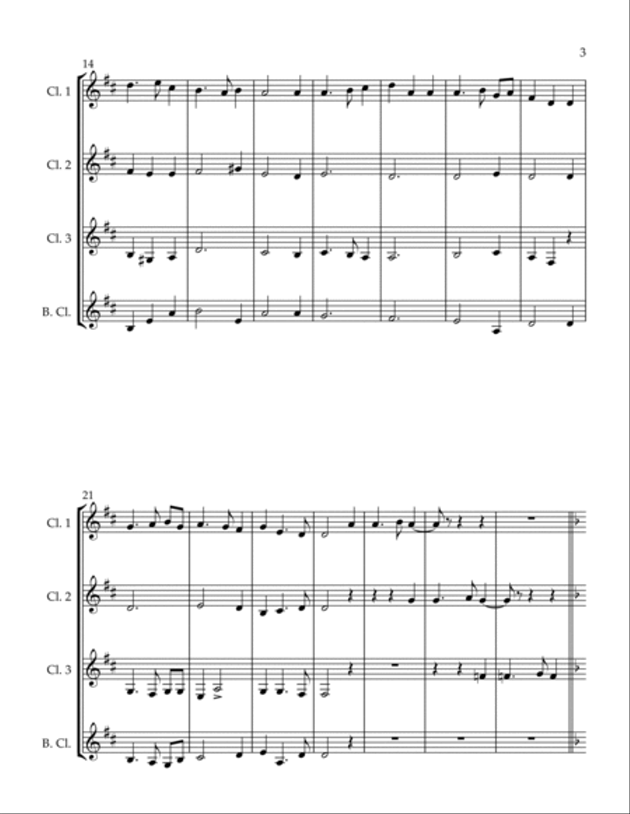 We Gather Together and Silent Night Woodwind Quartet scores gallery preview page 3