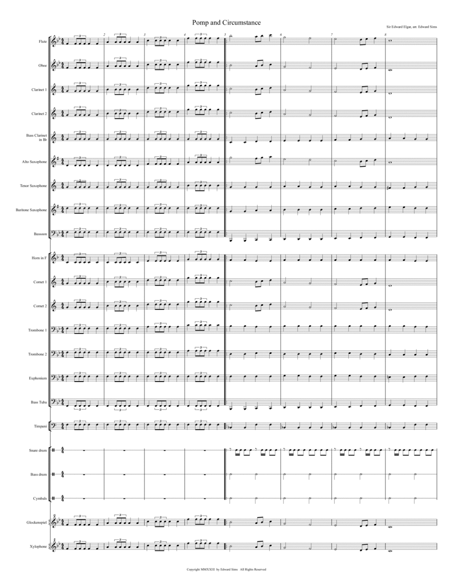 Pomp and Circumstance Concert Band scores gallery preview page 1