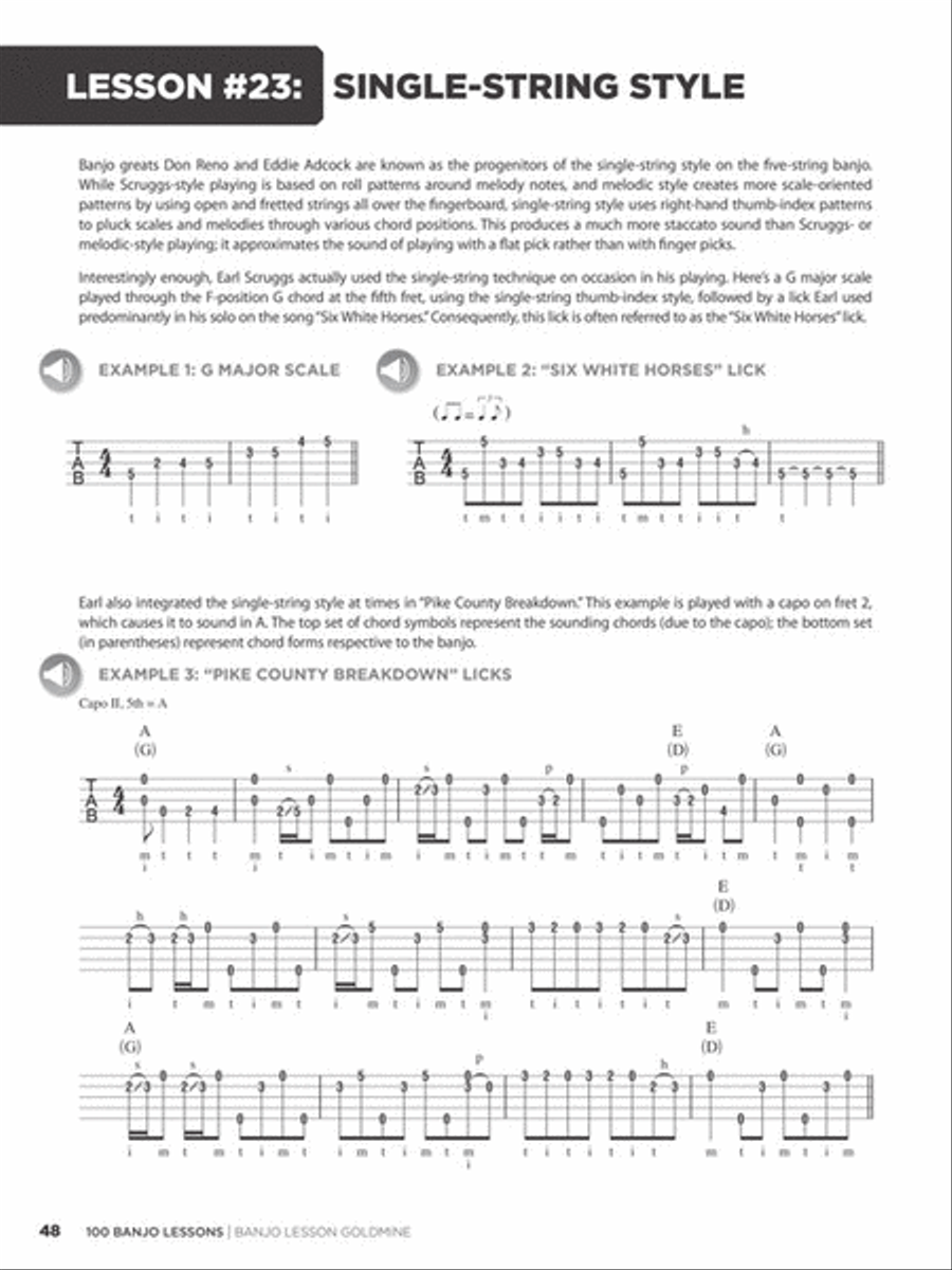 100 Banjo Lessons Guitar Tablature scores gallery preview page 5