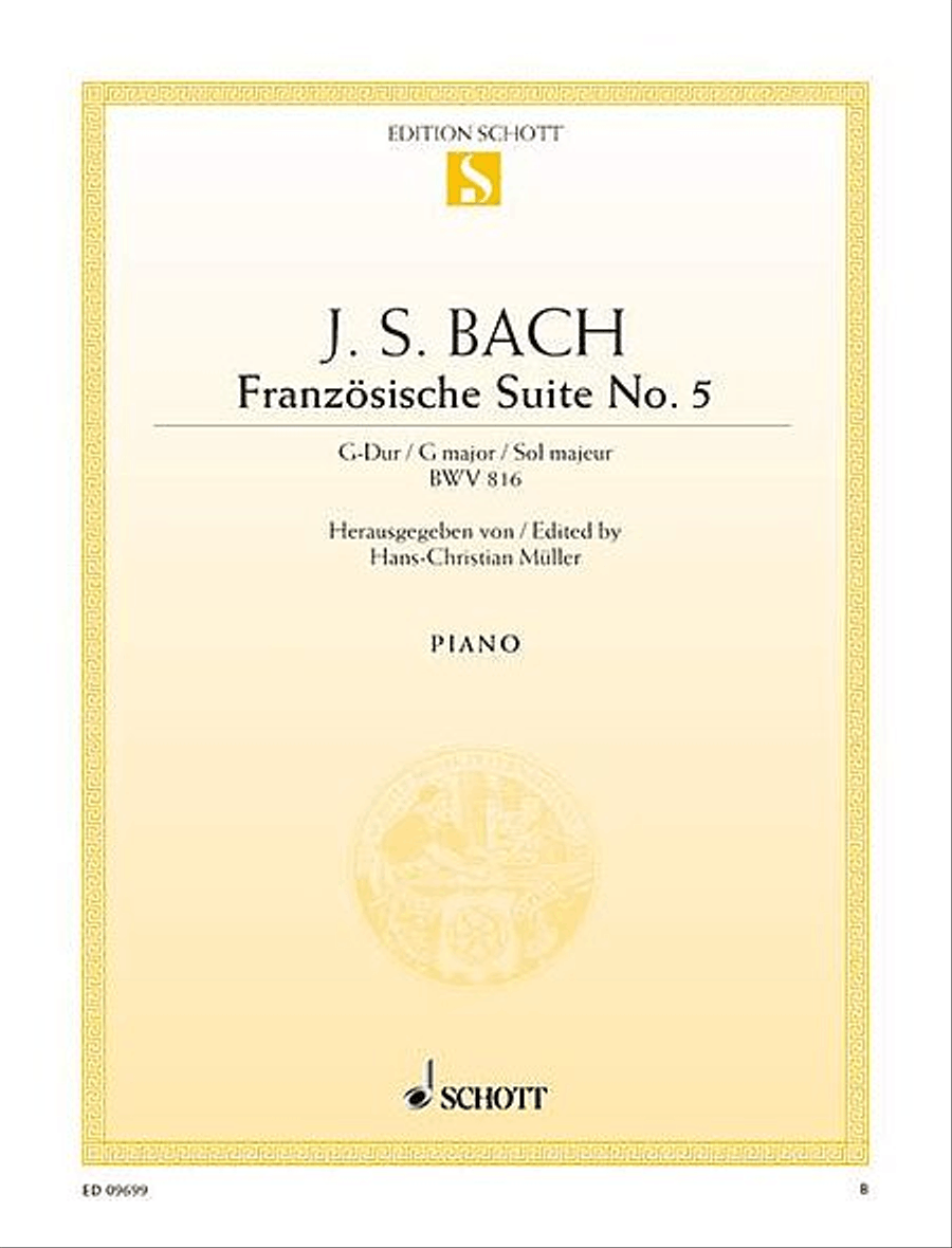French Suite No. 5 in G Major, BWV 816 Piano Solo scores gallery preview page 1
