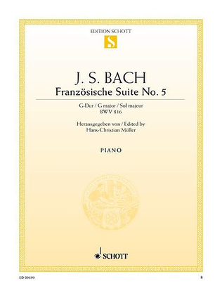 Book cover for French Suite No. 5 in G Major, BWV 816