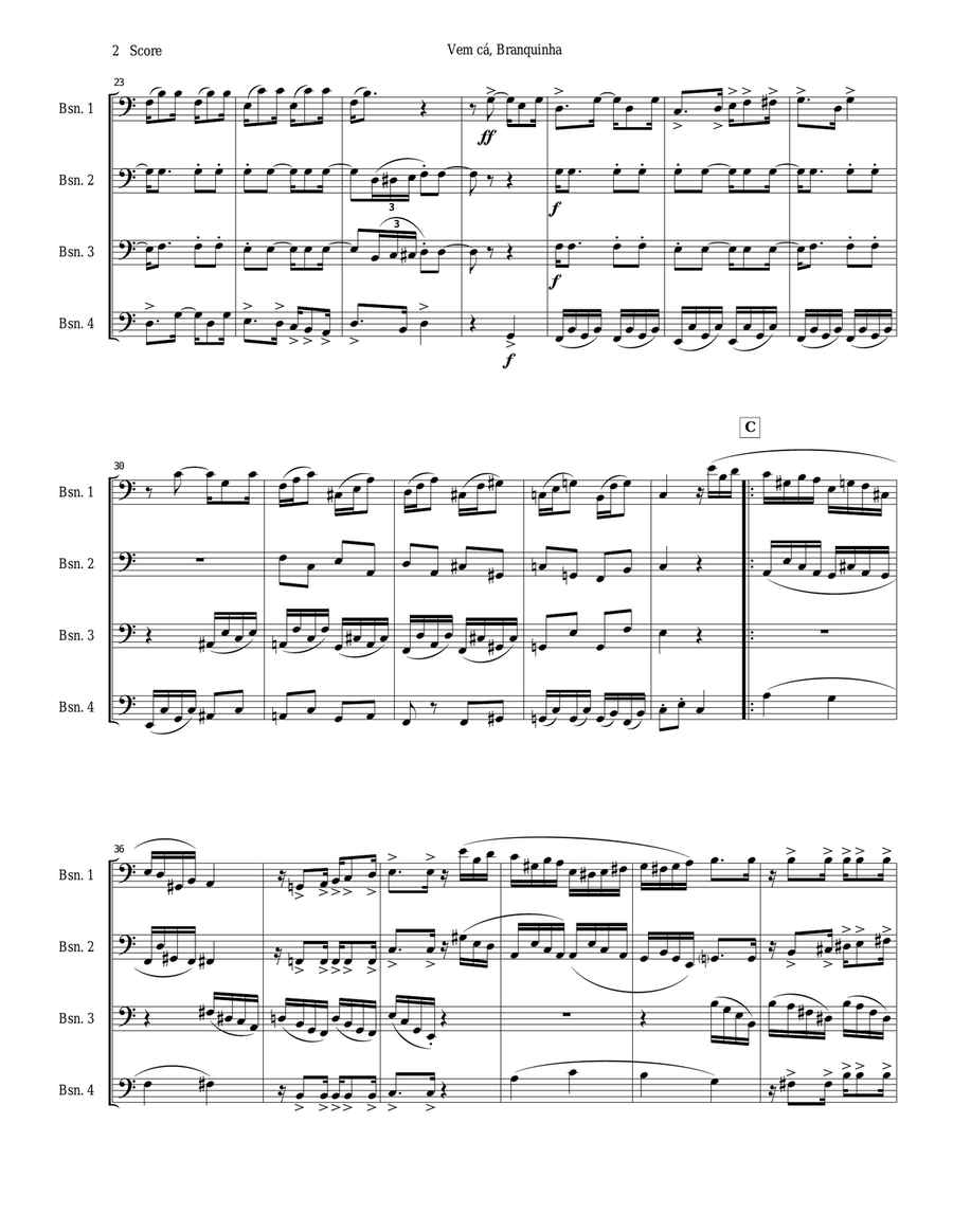 Bassoon quartet - Tango by Ernesto Nazareth Bassoon quartet - Tango by Ernesto Nazareth Bassoon Quartet scores gallery preview page 2