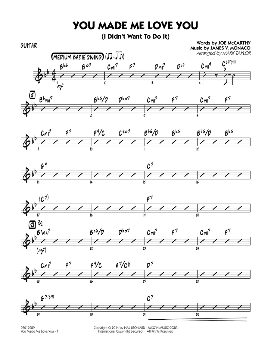 You Made Me Love You (I Didn't Want to Do It) - Guitar