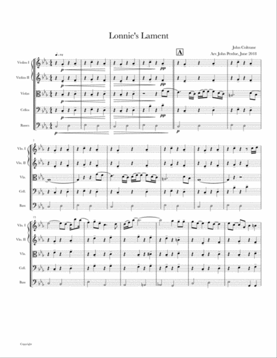 Lonnie's Lament Lonnie's Lament String Orchestra scores gallery preview page 1