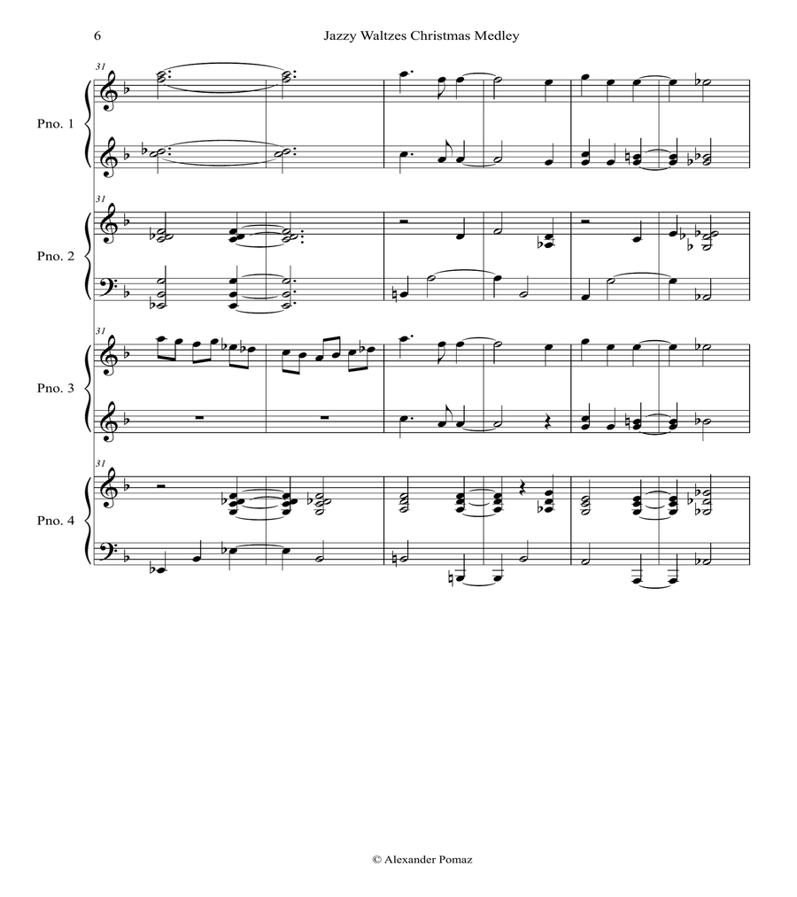 Jazzy Waltzes Christmas Medley - Alexander Pomaz - 8 Hands 2 Pianos image number null