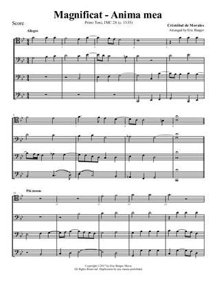 Magnificat - Anima mea for Trombone or Low Brass Quartet