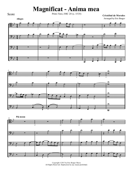 Magnificat - Anima mea for Trombone or Low Brass Quartet image number null