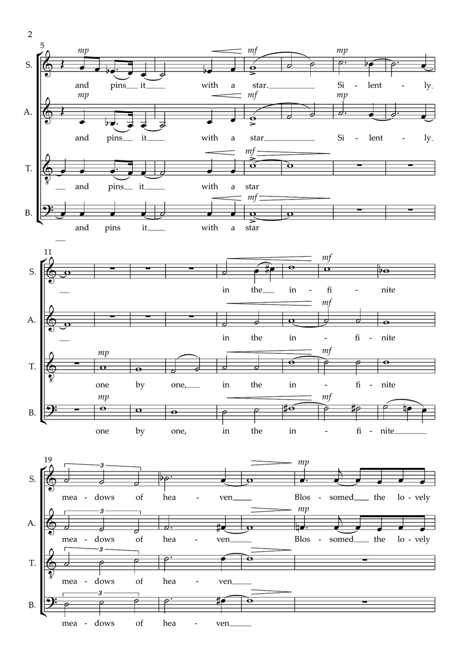 STARS for SATB choir a cappella 4-Part scores gallery preview page 2