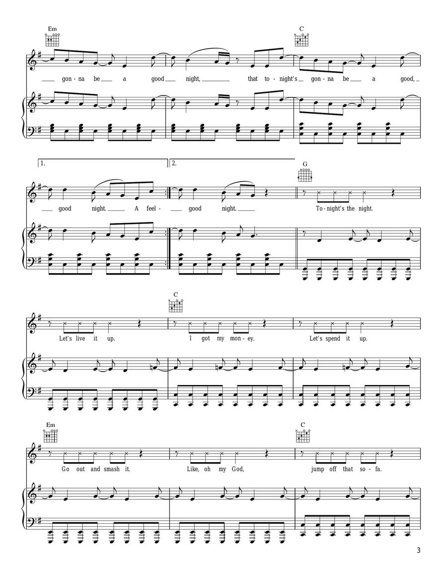 I Gotta Feeling Piano, Vocal, Guitar scores gallery preview page 3