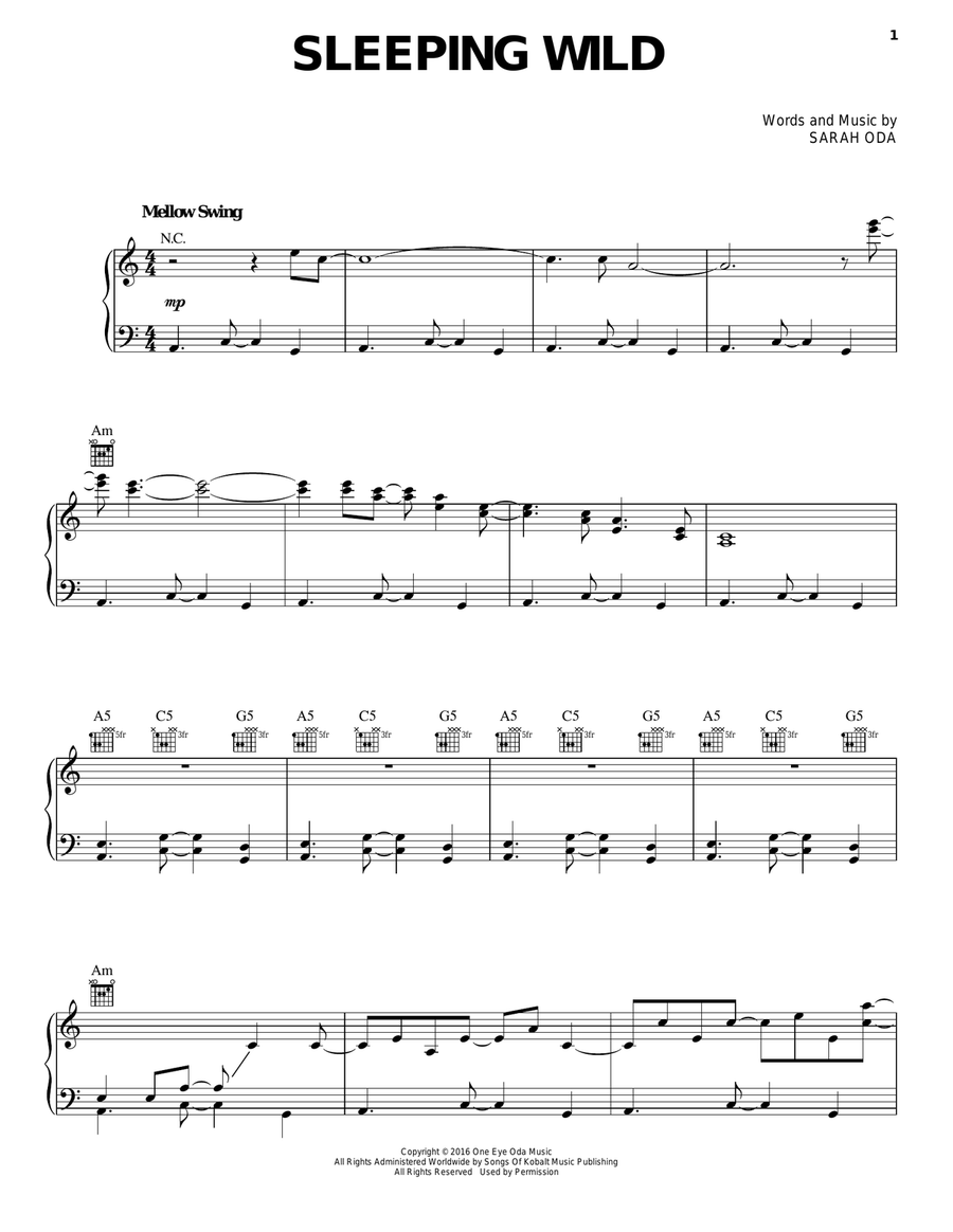 Sleeping Wild Piano, Vocal, Guitar scores gallery preview page 1