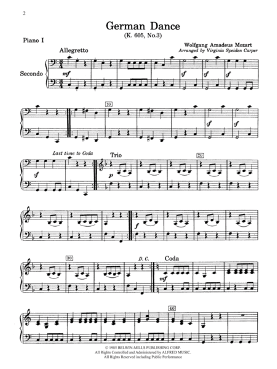 7 Classical Favorites Arranged for Two Pianos, Eight Hands - Piano Quartet Cello scores gallery preview page 2