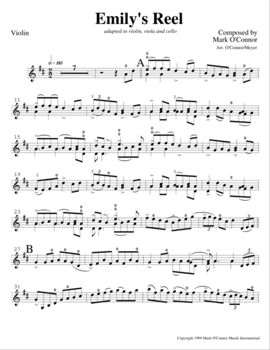 Emily's Reel (violin part - vln, vla, cel) String Trio scores gallery preview page 3