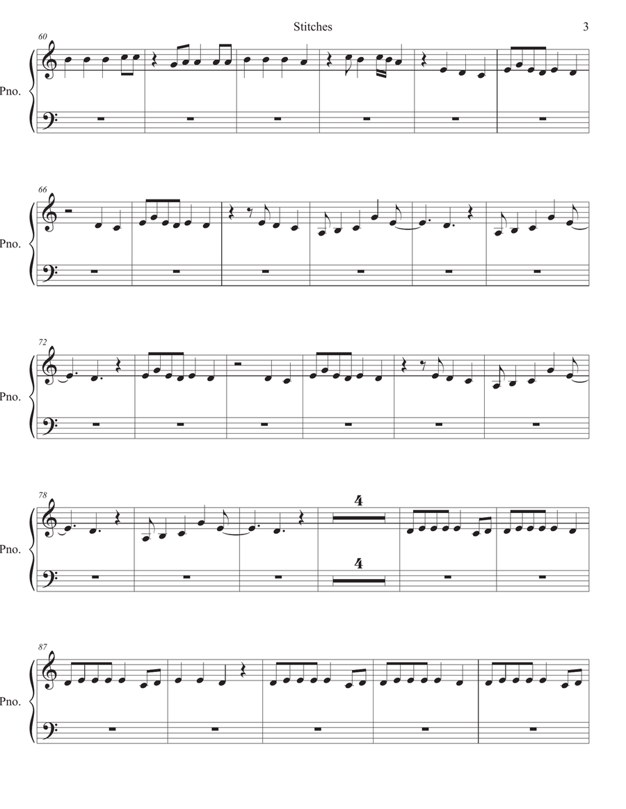 Stitches Easy Piano scores gallery preview page 3