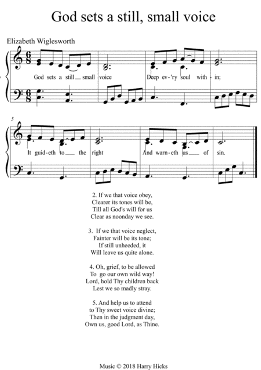 God sets a still, small voice. A new tune to a wonderful old hymn. Unison Choir scores gallery preview page 1