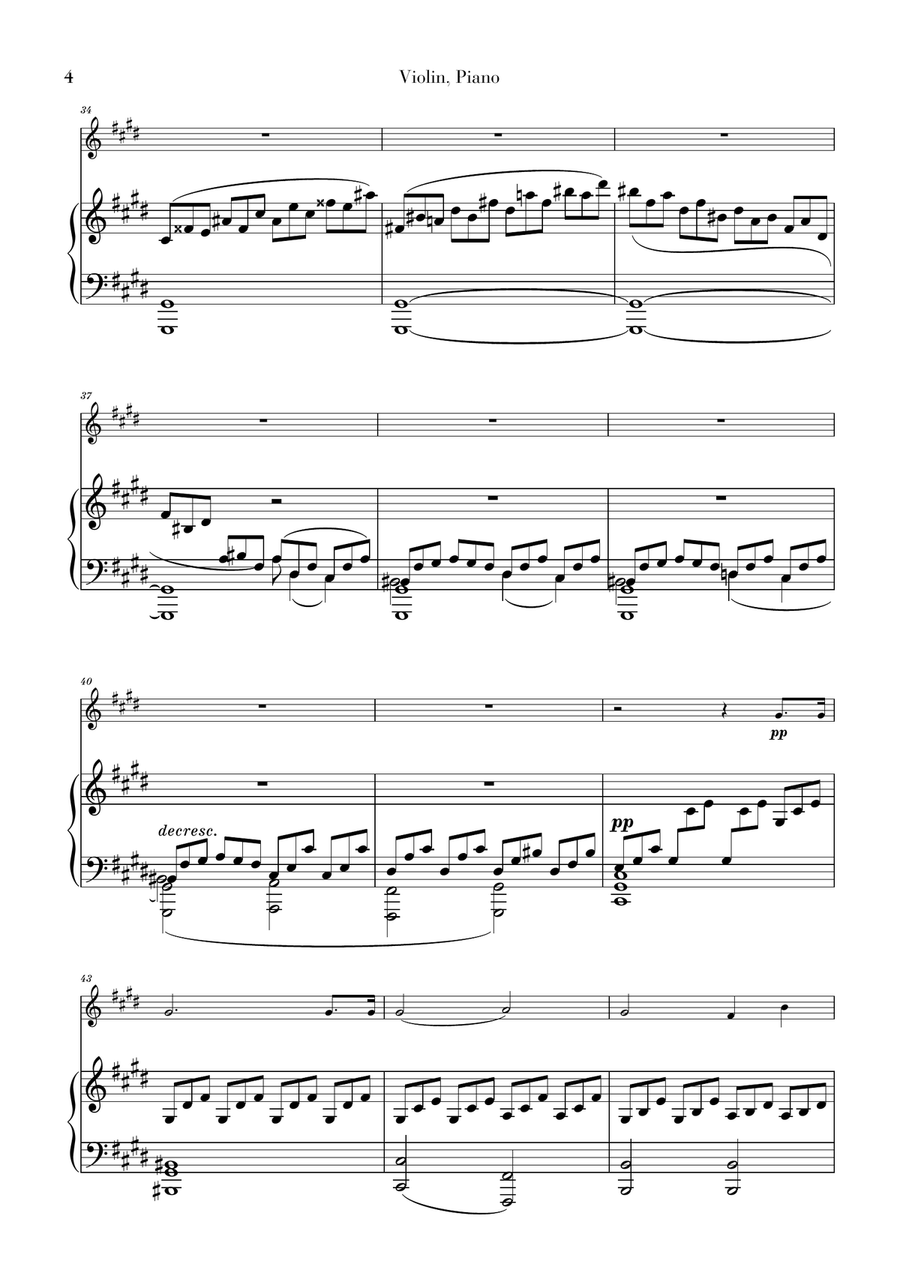 Moonlight Sonata for Violin and Piano duet Moonlight Sonata for Violin and Piano duet Violin Solo scores gallery preview page 4