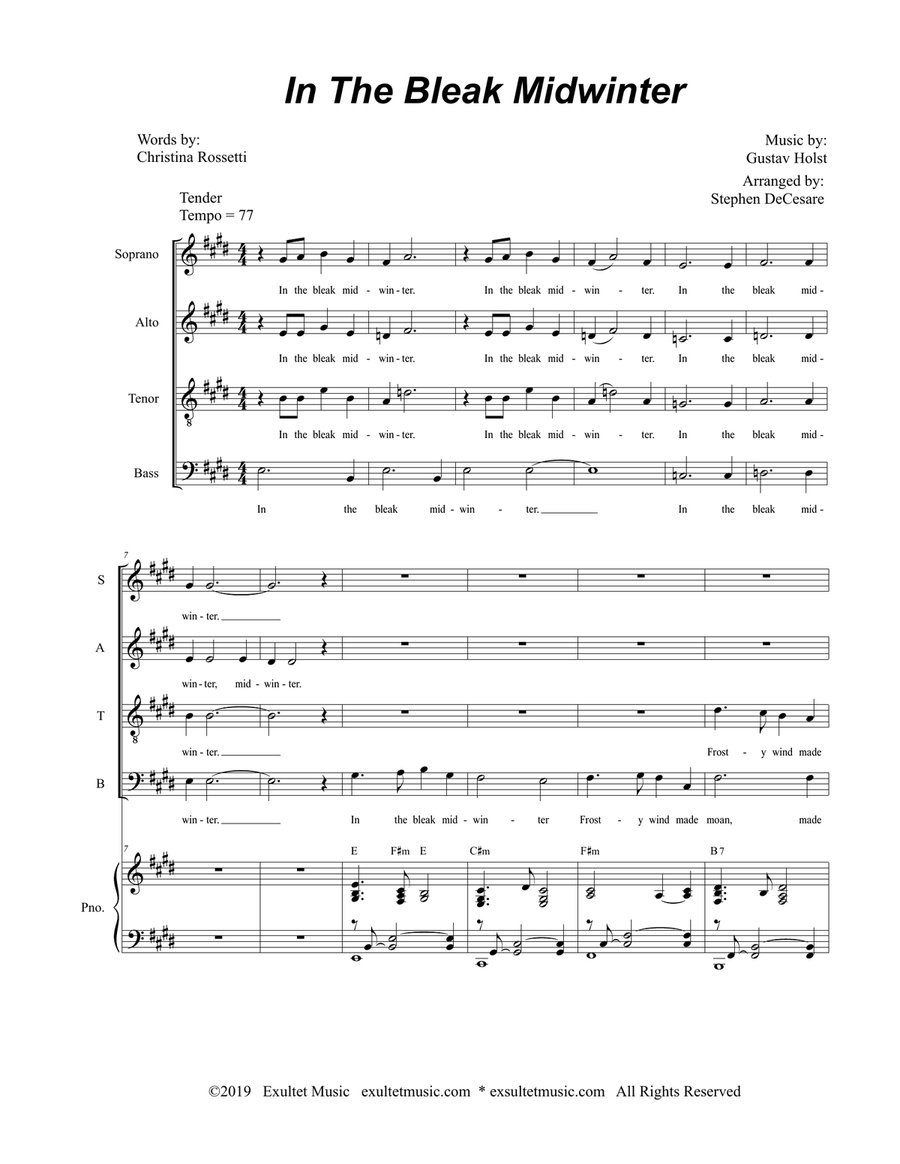 In The Bleak Midwinter (Vocal Quartet - (SATB)