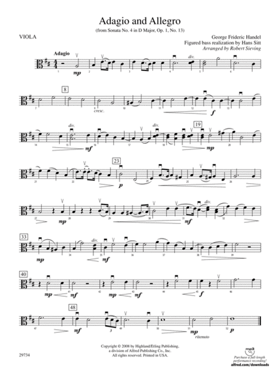 Adagio and Allegro (from Sonata No. 4 in D major, Op. 1, No. 13): Viola