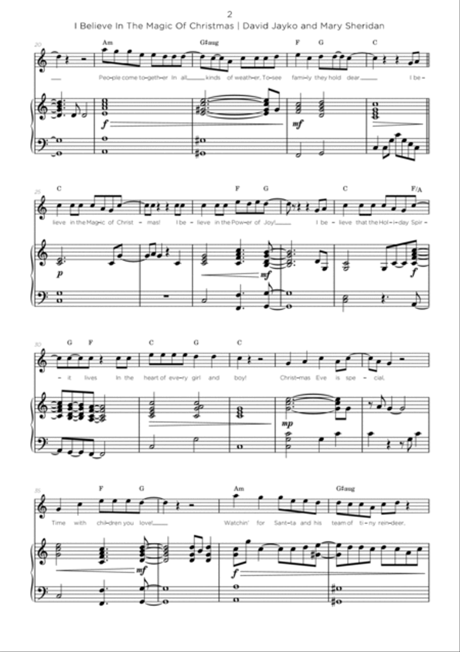 I Believe in the Magic of Christmas Piano, Vocal, Guitar scores gallery preview page 2