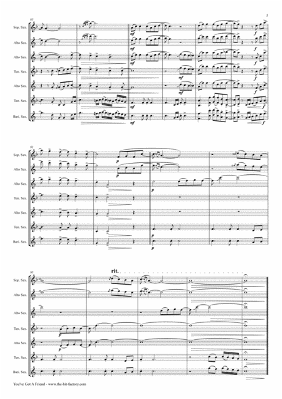 You've Got A Friend Woodwind Quartet scores gallery preview page 5
