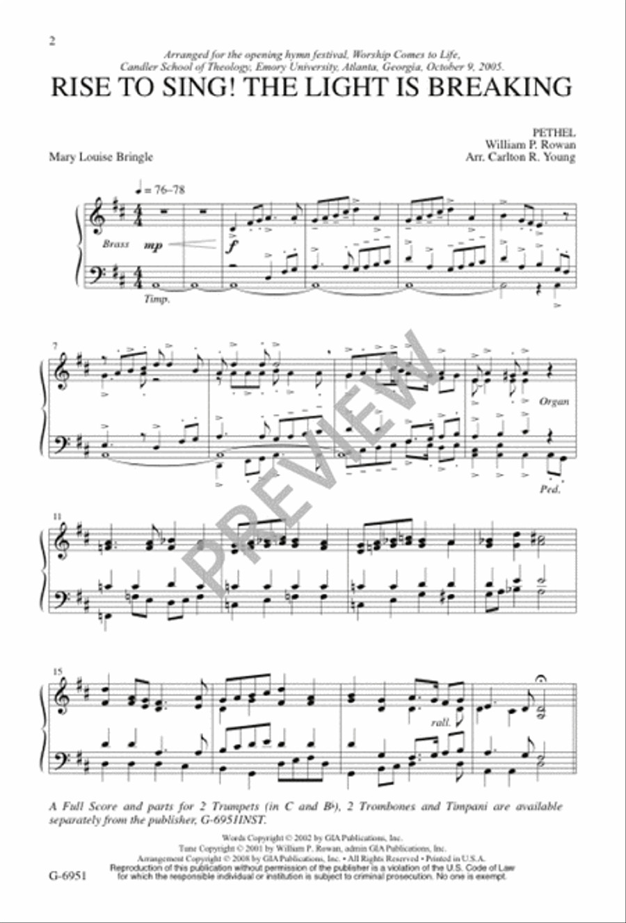 Rise to Sing! The Light Is Breaking 4-Part scores gallery preview page 2