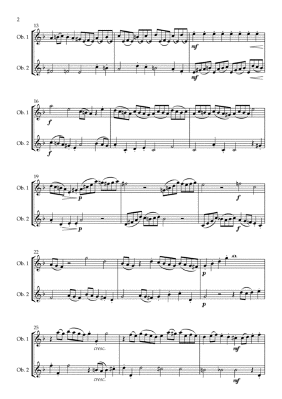 Fantasia in D Minor arranged for Oboe Duet Woodwind Duet scores gallery preview page 3