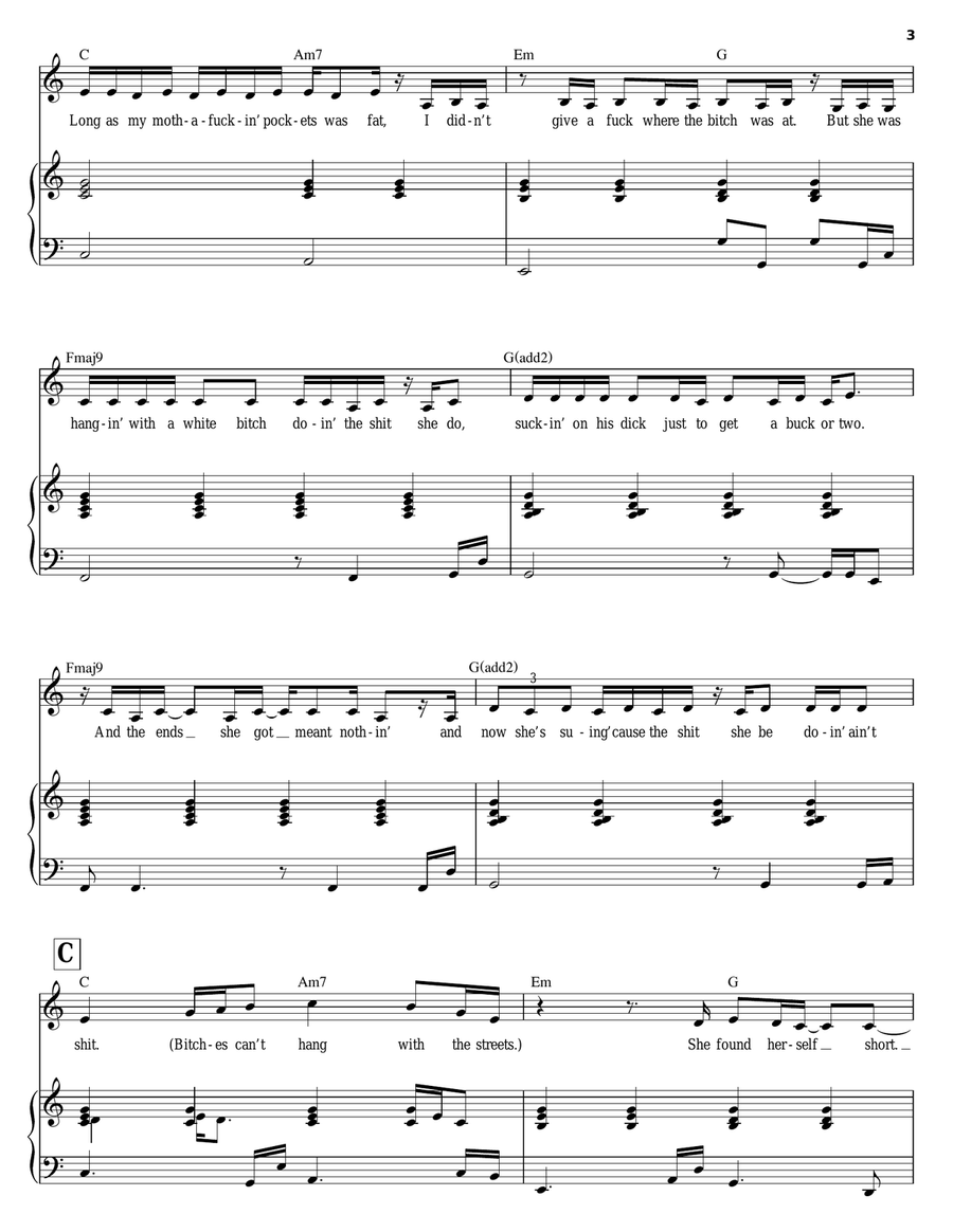 Bitches Ain't Shit Piano scores gallery preview page 3