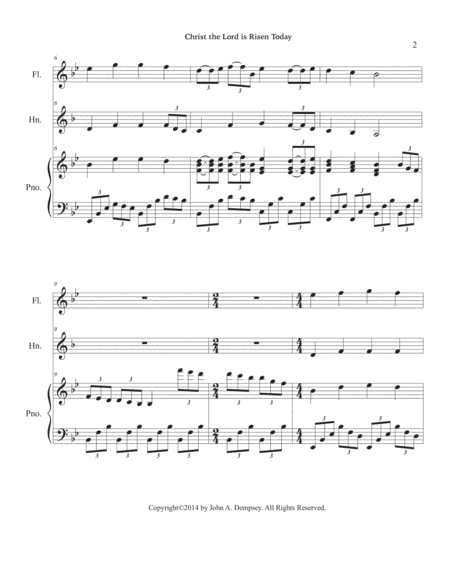 Christ the Lord is Risen Today (in Bb): Trio for Flute, Horn in F and Piano image number null