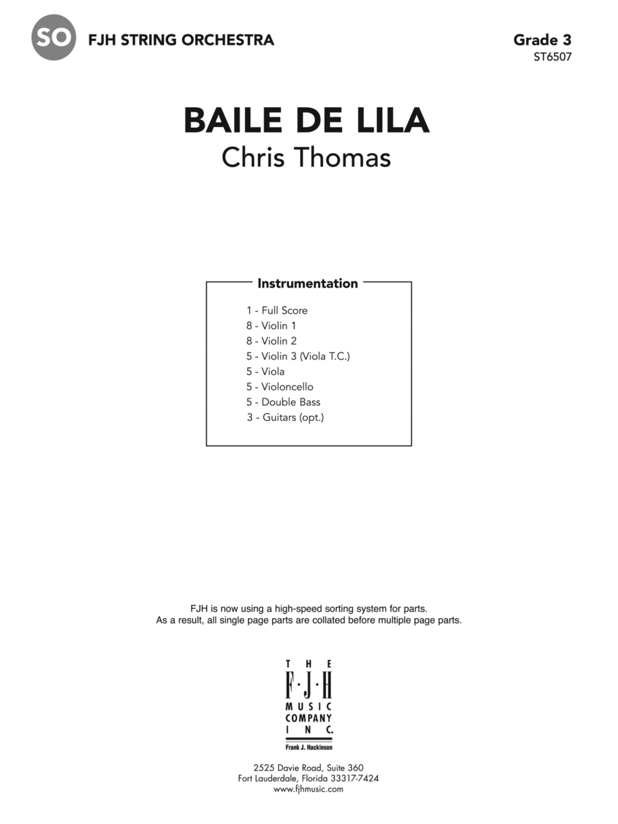 Baile de Lila: Score String Orchestra scores gallery preview page 1