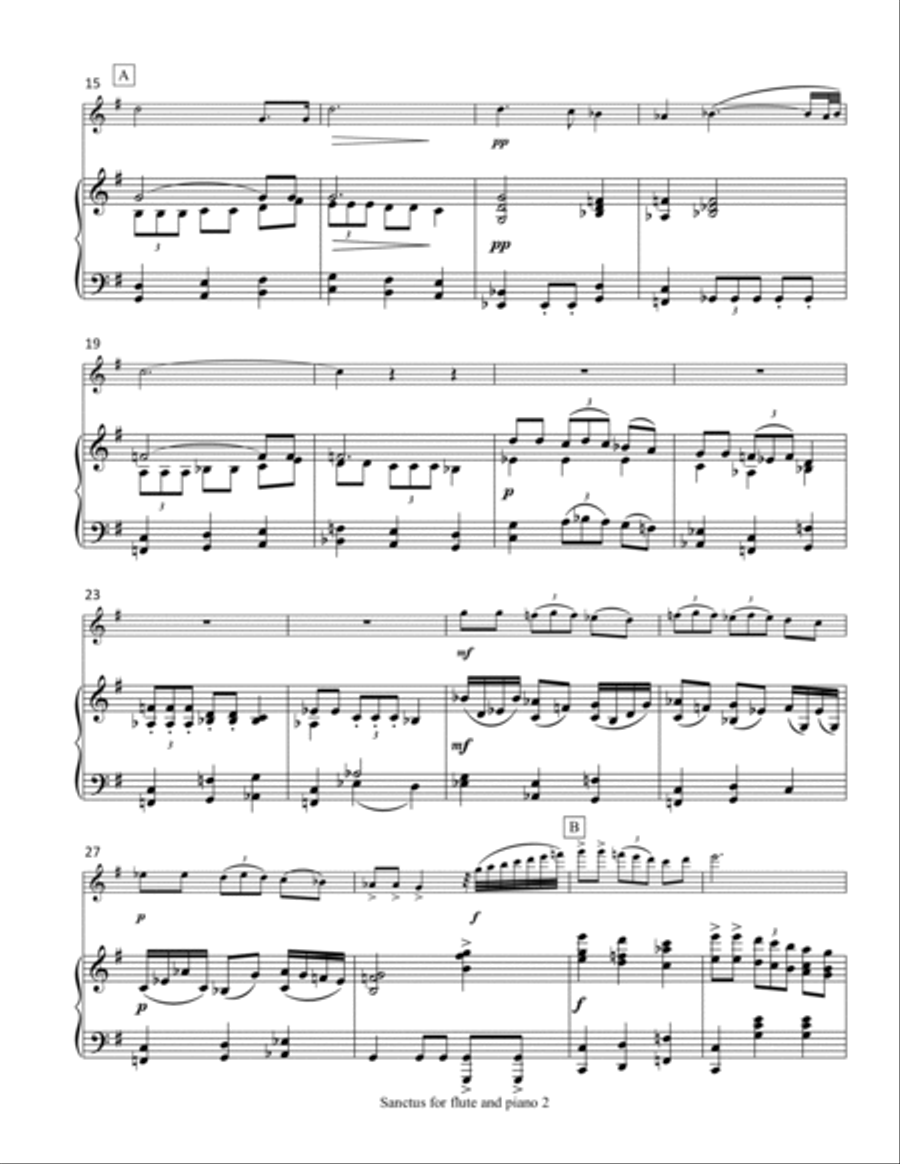 Sanctus (for flute and piano) Flute Solo scores gallery preview page 3